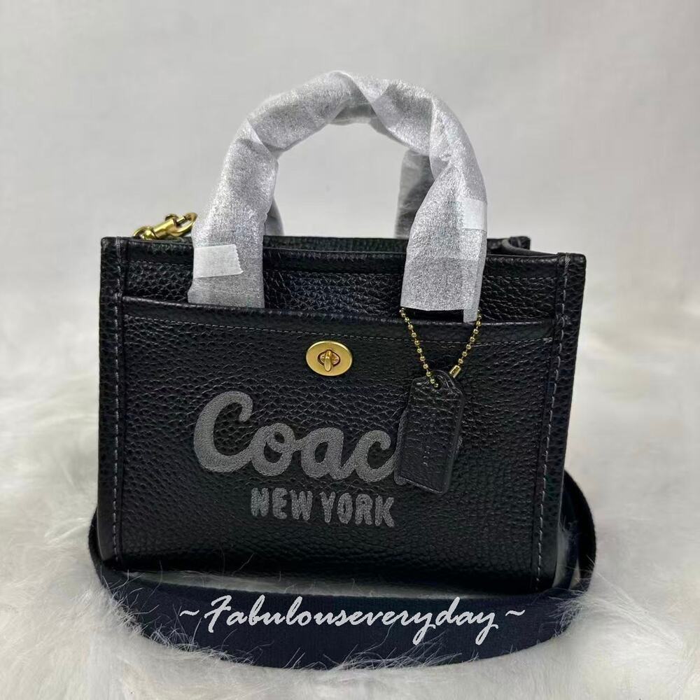 COACH Cargo Tote Bag 20 Crossbody In Leather/Brass/Black CAO26 NWT